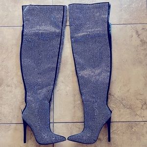 Charmed Rhinestone Thigh-High Boots